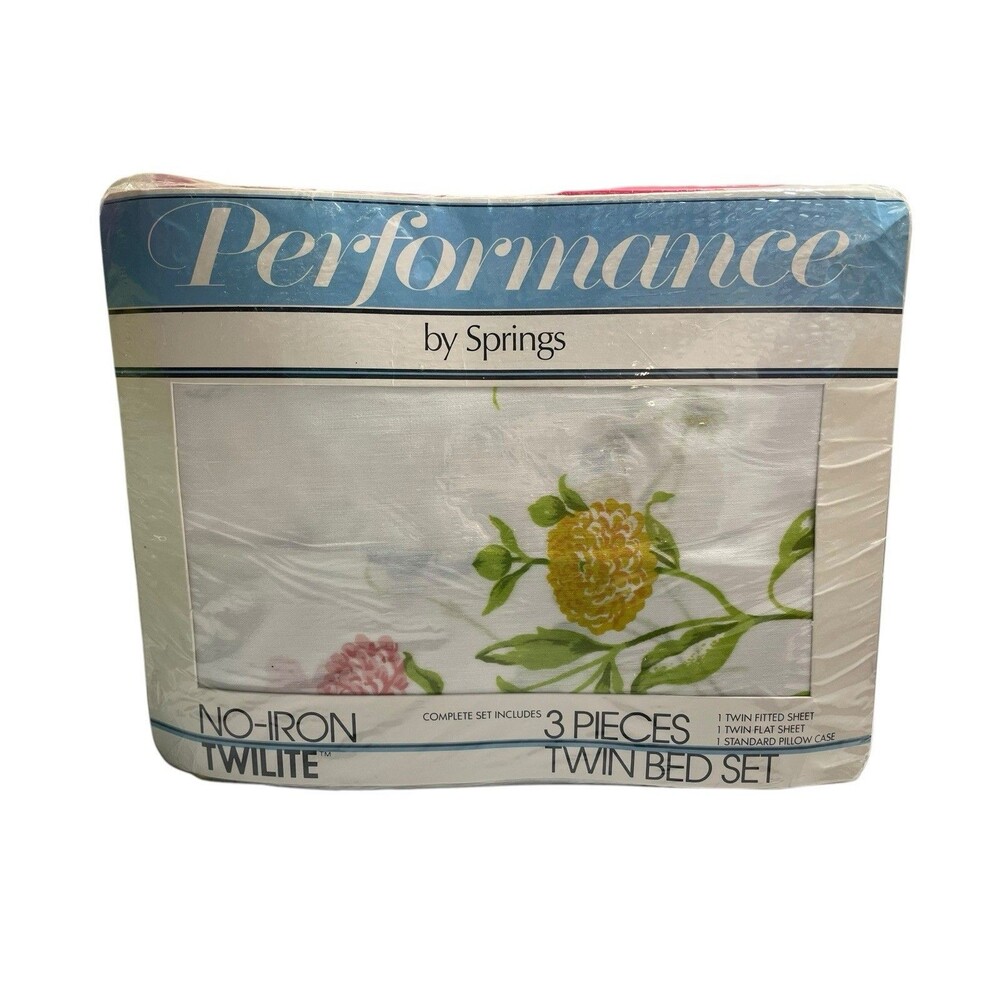 Vintage Springs Twin Sheet Set 3 pc Summer Breeze Flowers Cottage 1970s USA New